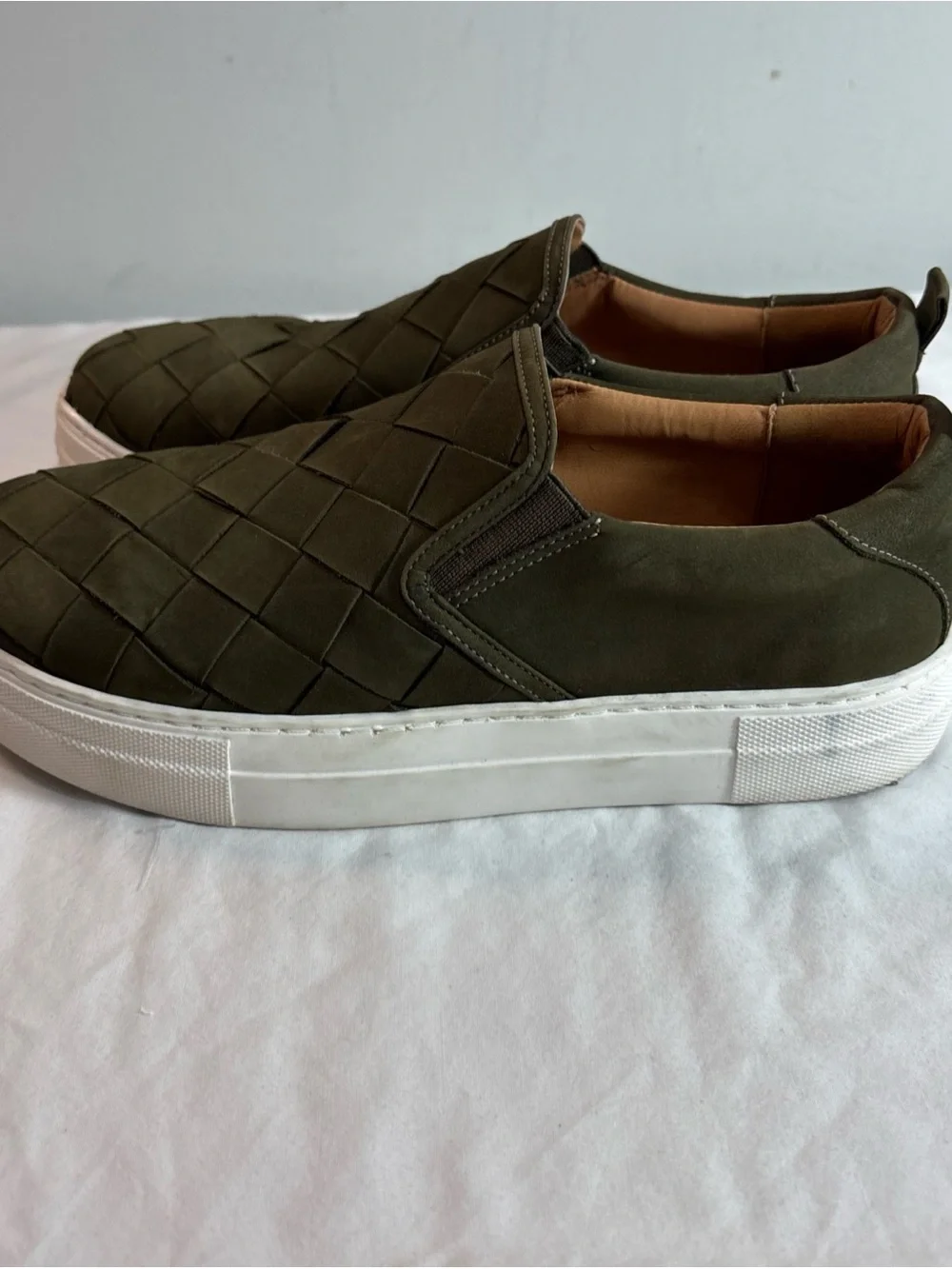 Steve Madden Women’s Slip-On Woven Casual Sneakers in Olive Green 9/2